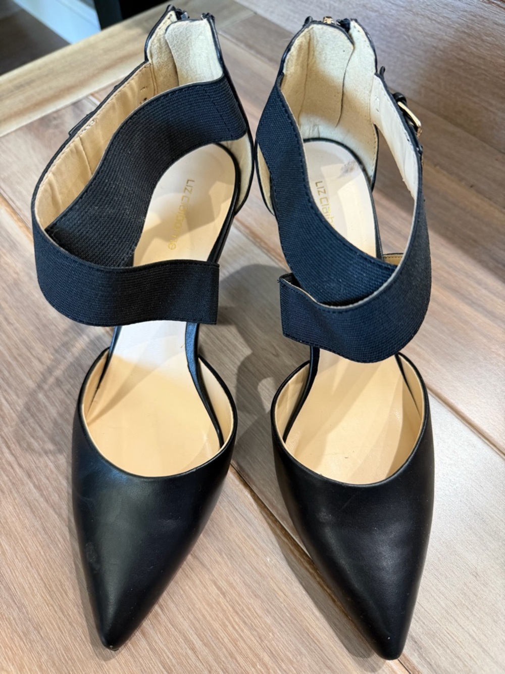 Liz Claiborne Keegan Black Strappy Pointed-Toe Heels 👠 (Size 7.5) Like New - Picture 2 of 6